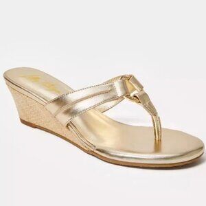 New in Box! Lilly Pulitzer  Mckim Wedge, Gold Metallic, Size 6.5